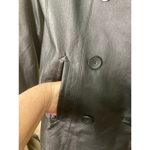 Leather Coat Black by Jacqueline Ferrar Size Petite Small - Picture 10 of 11